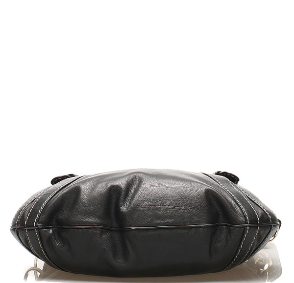 グッチ 223937  ブラック レザー ショルダーバッグ レディース GUCCI 中古