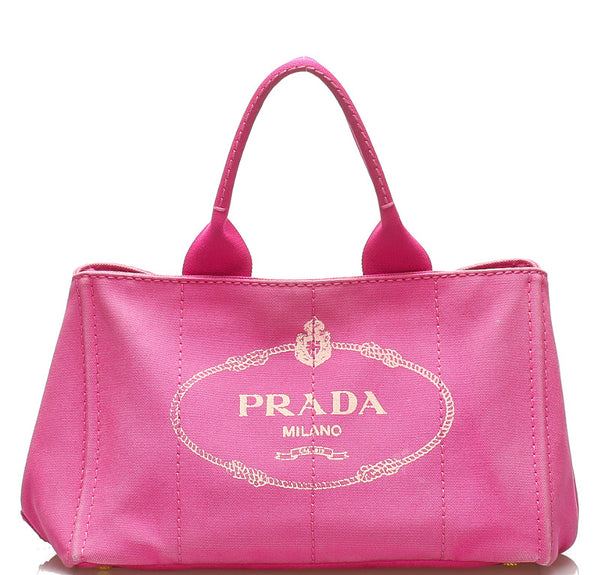 プラダ カナパ BN1877 ピンク キャンバス ハンドバッグ レディース PRADA 【中古】