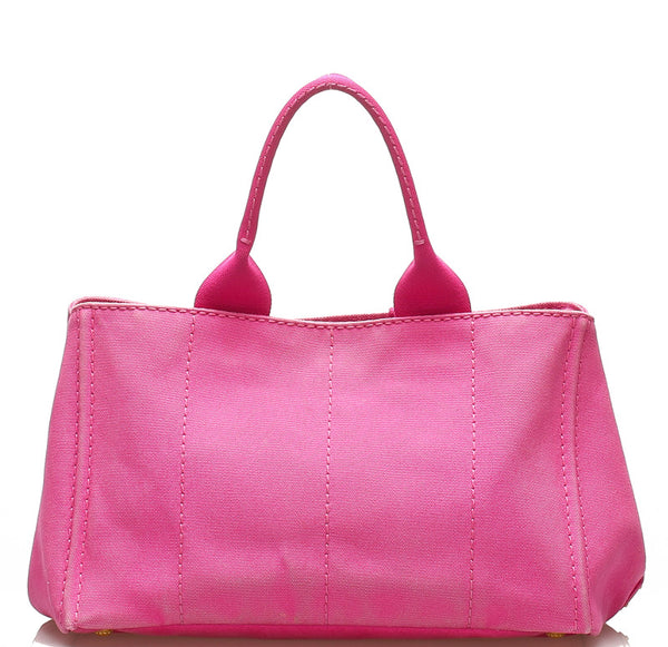 プラダ カナパ BN1877 ピンク キャンバス ハンドバッグ レディース PRADA 【中古】