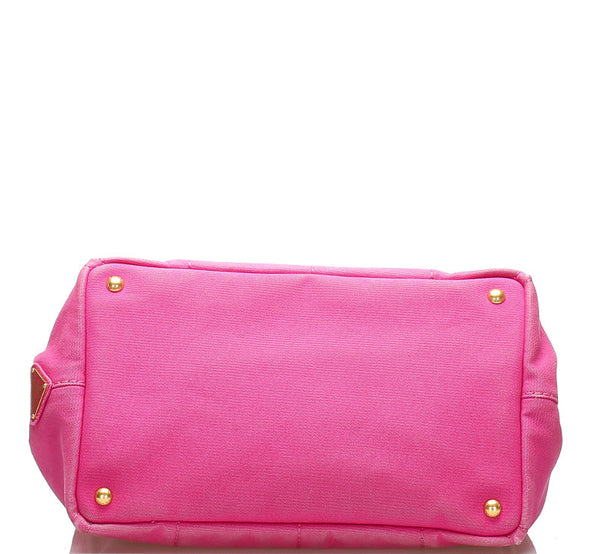 プラダ カナパ BN1877 ピンク キャンバス ハンドバッグ レディース PRADA 【中古】