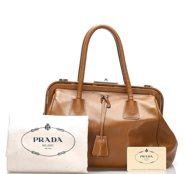 プラダ B11246 ブラウン 茶 レザー ハンドバッグ レディース PRADA 中古