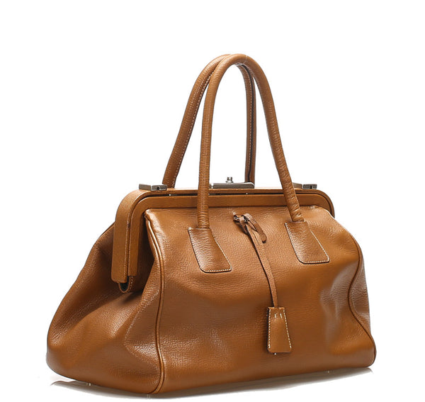 プラダ B11246 ブラウン 茶 レザー ハンドバッグ レディース PRADA 中古