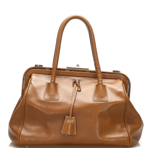 プラダ B11246 ブラウン 茶 レザー ハンドバッグ レディース PRADA 中古
