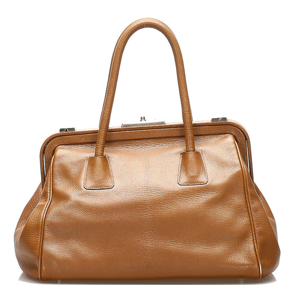 プラダ B11246 ブラウン 茶 レザー ハンドバッグ レディース PRADA 中古
