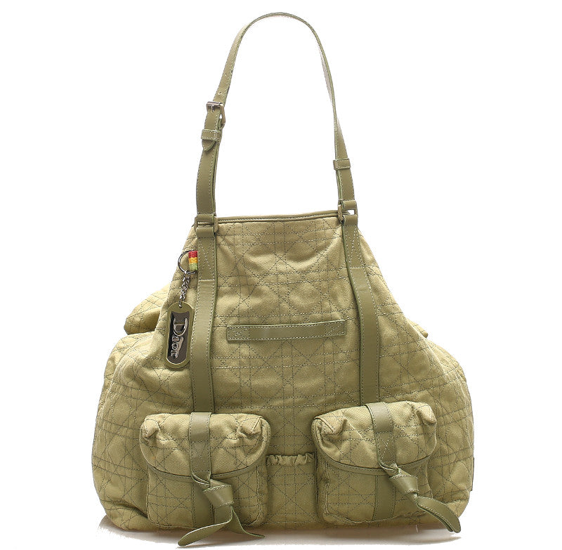 クリスチャンディオール カナージュラスタ カーキ キャンバス レザー ショルダーバッグ レディース Christian Dior 中古
