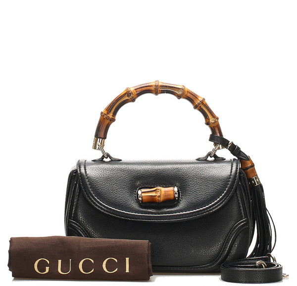 グッチ バンブー 254884 ブラック レザー ハンドバッグ ショルダーバッグ 2WAY レディース GUCCI 中古