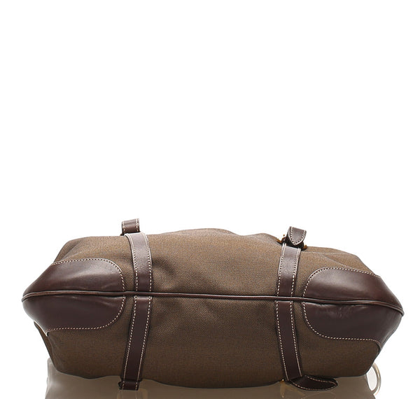 プラダ ブラウン キャンバス レザー ハンドバッグ ショルダーバッグ 2WAY ユニセックス PRADA 中古