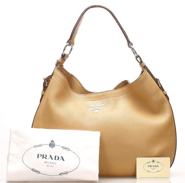 プラダ BR3349 ブラウン レザー ショルダーバッグ レディース PRADA 中古