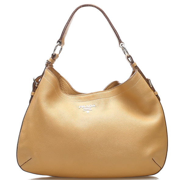 プラダ BR3349 ブラウン レザー ショルダーバッグ レディース PRADA 中古