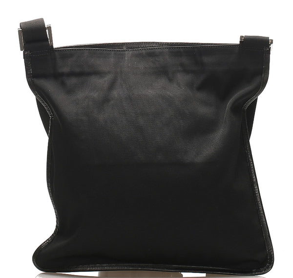 グッチ 019 0335 ブラック キャンバス レザー 肩掛け ショルダーバッグ ユニセックス GUCCI 中古