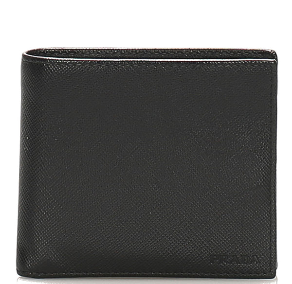 プラダ 2MO738 ブラック レザー 二つ折り財布 ユニセックス PRADA 中古