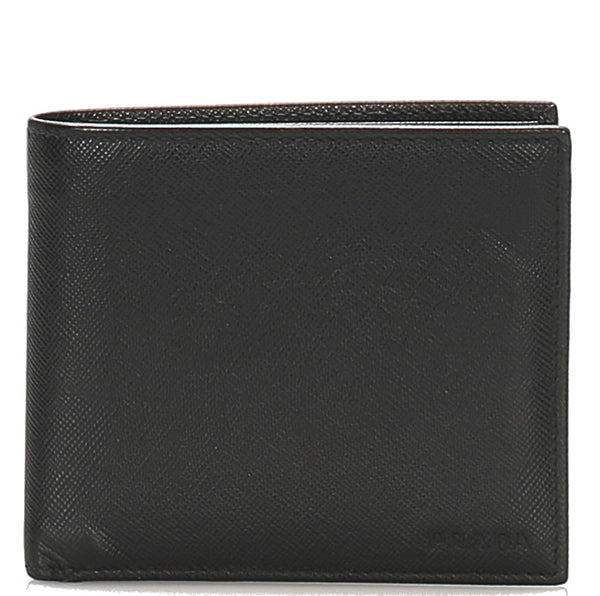 プラダ 2MO738 ブラック  サフィアーノ 二つ折り財布 メンズ PRADA 中古
