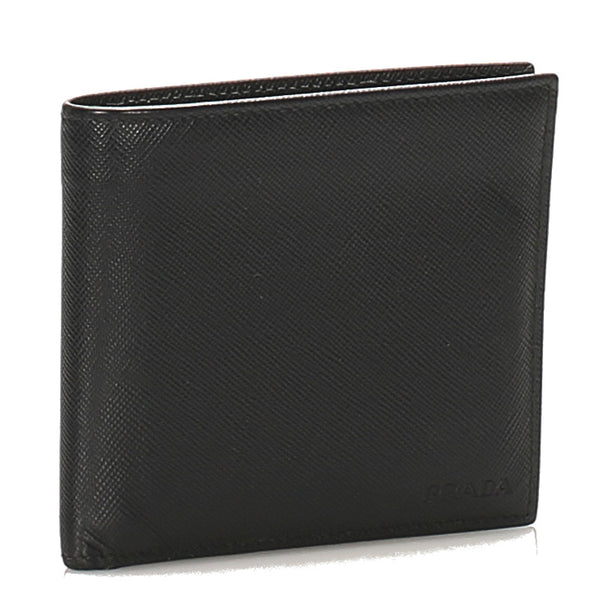 プラダ 2MO738 ブラック  サフィアーノ 二つ折り財布 メンズ PRADA 中古