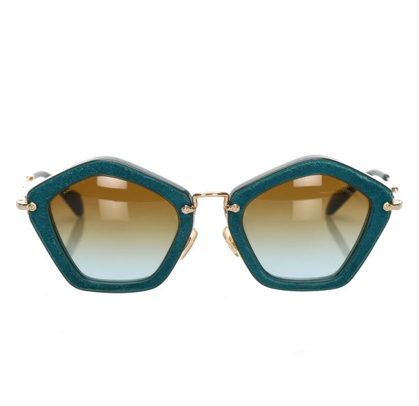 ミュウミュウ グリーン プラスチック サングラス レディース MIUMIU 中古