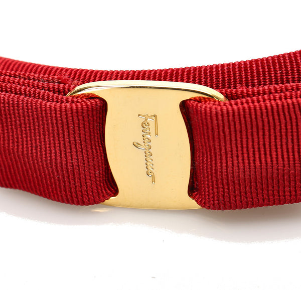 サルヴァトーレフェラガモ ヴァラリボン レッド コットン カチューシャ レディース Salvatore Ferragamo 中古