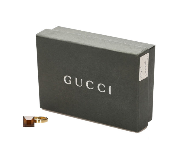 グッチ ゴールド ブラウン K18YG イエローゴールド 750 リング 指輪 レディース GUCCI 12号 中古