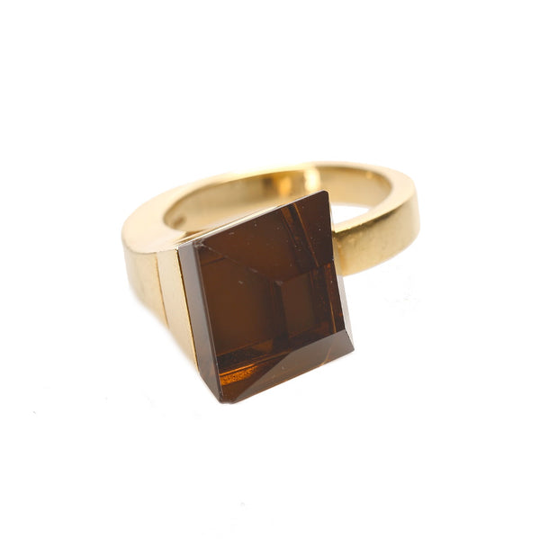 グッチ ゴールド ブラウン K18YG イエローゴールド 750 リング 指輪 レディース GUCCI 12号 中古