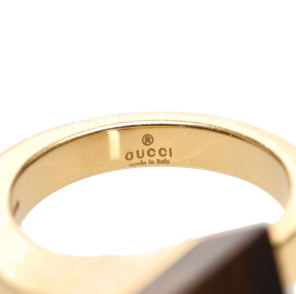 グッチ ゴールド ブラウン K18YG イエローゴールド 750 リング 指輪 レディース GUCCI 12号 中古