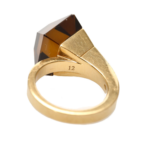 グッチ ゴールド ブラウン K18YG イエローゴールド 750 リング 指輪 レディース GUCCI 12号 中古