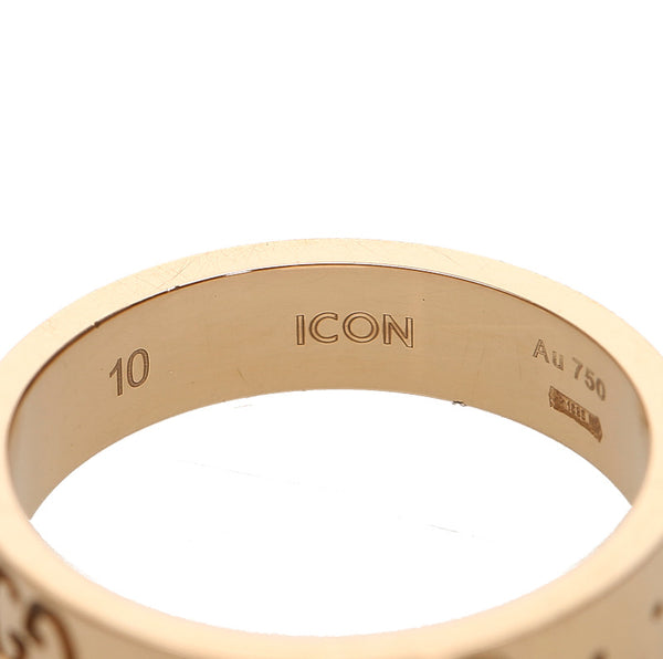 グッチ ゴールド K18YG イエローゴールド 750 GGアイコンスィンバンド リング 指輪 レディース GUCCI 10号 中古