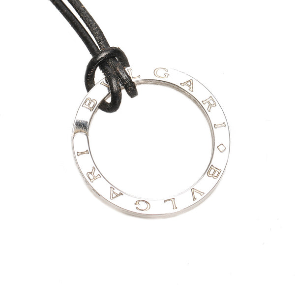 ブルガリ シルバー レザー メタル キーホルダー ユニセックス BVLGARI 中古