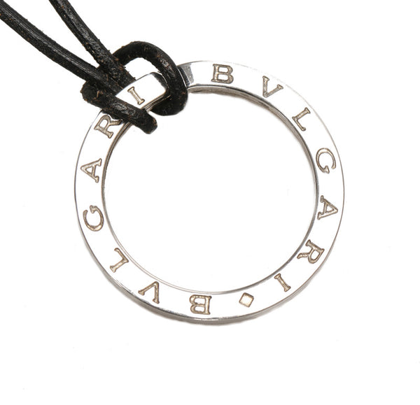 ブルガリ シルバー レザー メタル キーホルダー ユニセックス BVLGARI 中古