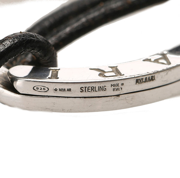ブルガリ シルバー レザー メタル キーホルダー ユニセックス BVLGARI 中古