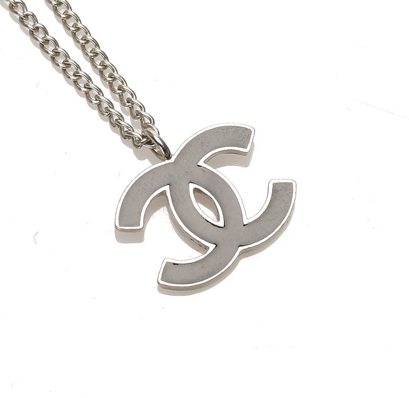 シャネル シルバー ブラック メタル ココマーク ネックレス レディース CHANEL 中古