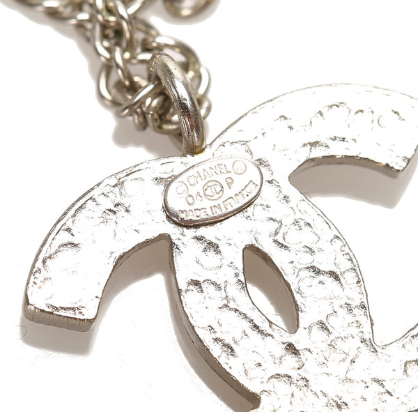 シャネル シルバー ブラック メタル ココマーク ネックレス レディース CHANEL 中古