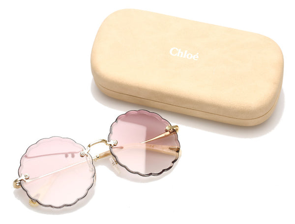 クロエ ゴールド ホワイト メッキ サングラス レディース Chloe 中古