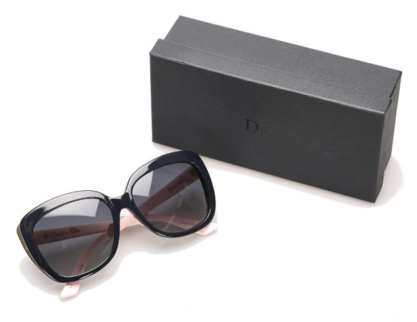 クリスチャンディオール ネイビー ピンク プラスチック サングラス レディース Christian Dior 中古