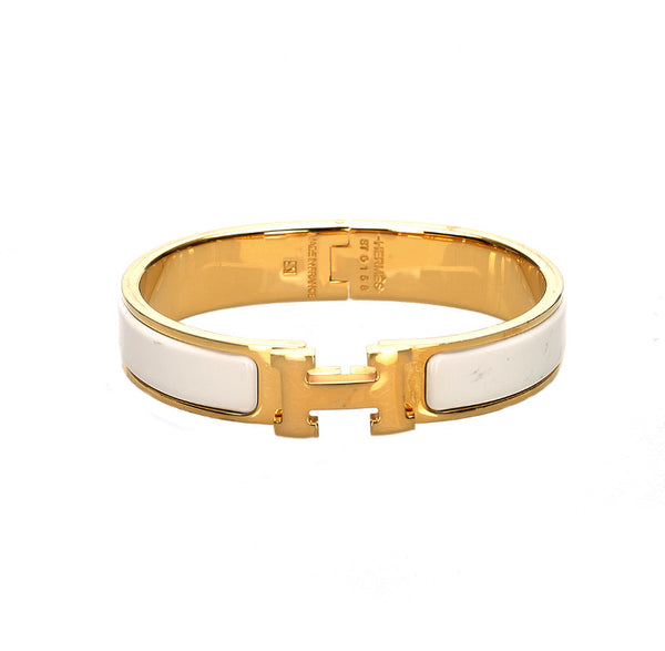 エルメス ゴールド ホワイト メッキ クリッククラックPM ブレスレット レディース HERMES 中古