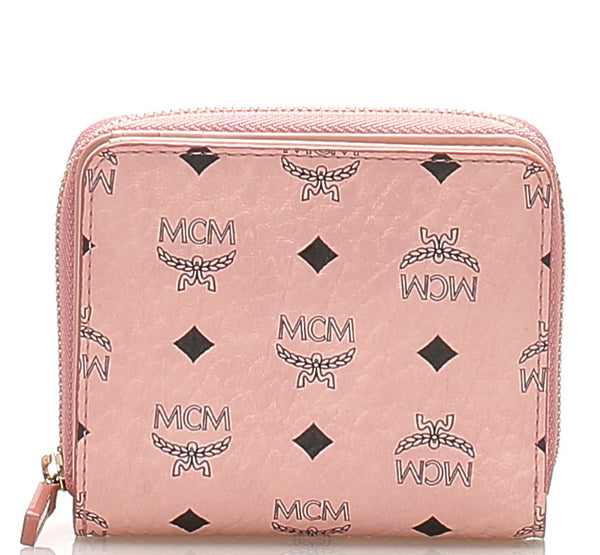 エム シー エム ピンク レザー 長財布 レディース MCM 中古