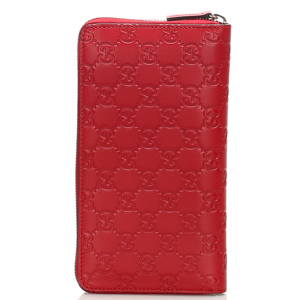グッチ グッチシマ レッド レザー ラウンドファスナー 長財布 メンズ GUCCI 中古