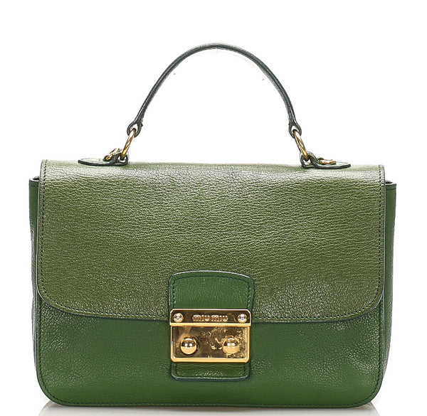 ミュウミュウ グリーン レザー ハンドバッグ レディース MIUMIU 中古