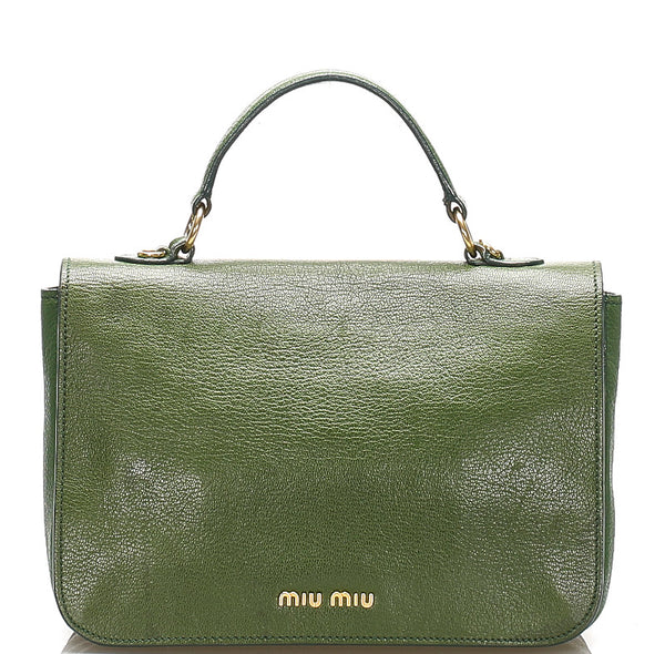 ミュウミュウ グリーン レザー ハンドバッグ レディース MIUMIU 中古