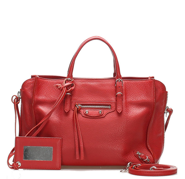 バレンシアガ 370926 レッド レザー ハンドバッグ レディース BALENCIAGA 中古