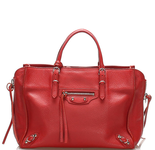 バレンシアガ 370926 レッド レザー ハンドバッグ レディース BALENCIAGA 中古