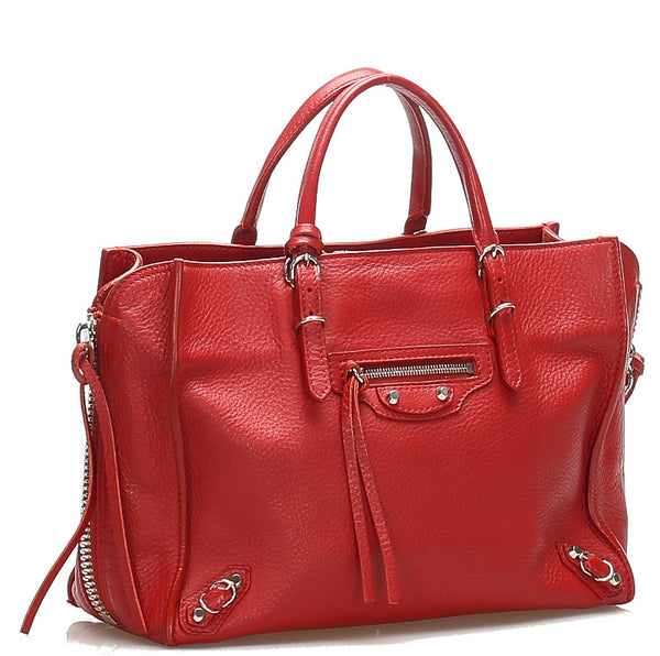 バレンシアガ 370926 レッド レザー ハンドバッグ レディース BALENCIAGA 中古