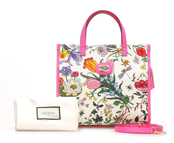 グッチ フローラ ネオン 550141 ピンク　マルチ キャンバス レザー ハンドバッグ ショルダーバッグ 2WAY レディース GUCCI 中古