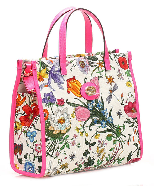 グッチ フローラ ネオン 550141 ピンク　マルチ キャンバス レザー ハンドバッグ ショルダーバッグ 2WAY レディース GUCCI 中古