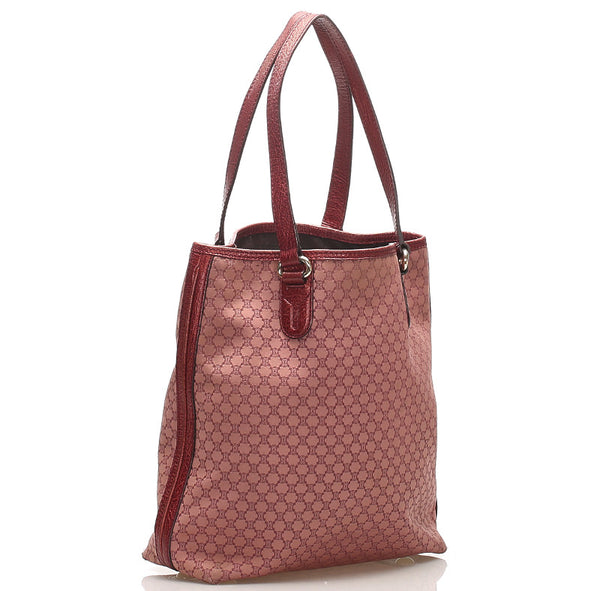 セリーヌ マカダム ピンク レザー ハンドバッグ レディース CELINE 中古
