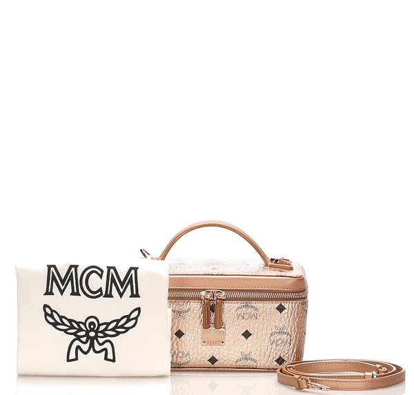 エム シー エム メタリック ピンク レザー ハンドバッグ レディース MCM 中古