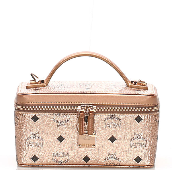 エム シー エム メタリック ピンク レザー ハンドバッグ レディース MCM 中古