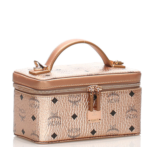 エム シー エム メタリック ピンク レザー ハンドバッグ レディース MCM 中古