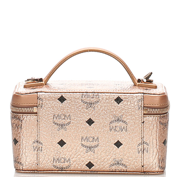エム シー エム メタリック ピンク レザー ハンドバッグ レディース MCM 中古