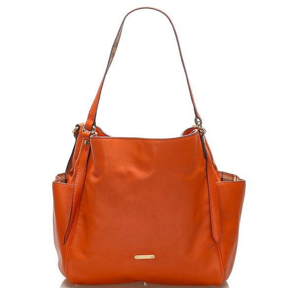 バーバリー オレンジ レザー ハンドバッグ レディース BURBERRY 中古