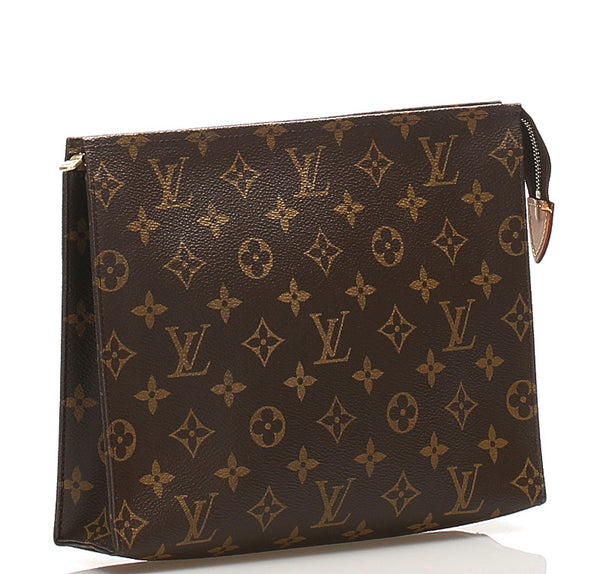 ルイ ヴィトン モノグラム ポッシュ トワレット26 M47542 ブラウン PVC レザー クラッチバッグ メンズ LOUIS VUITTON 中古