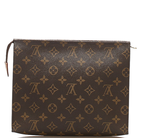 ルイ ヴィトン モノグラム ポッシュ トワレット26 M47542 ブラウン PVC レザー クラッチバッグ メンズ LOUIS VUITTON 中古