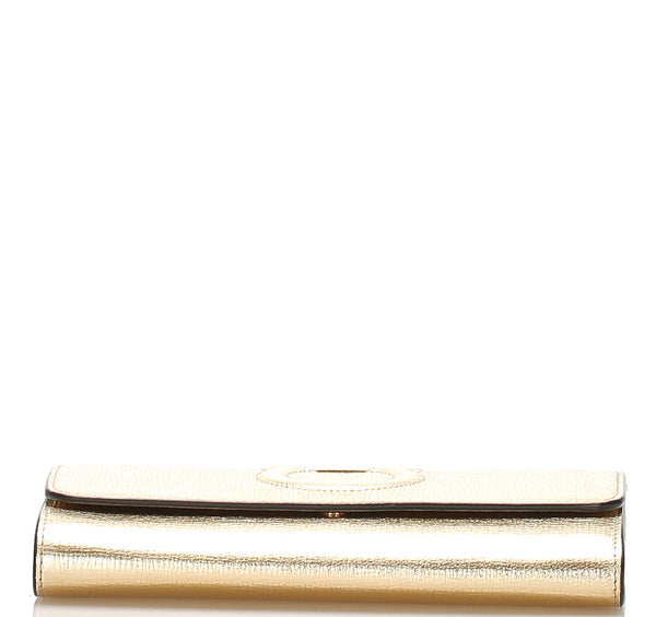 サルヴァトーレフェラガモ ガンチーニ KM 22 D292 ゴールド レザー ウォレットチェーン レディース Salvatore Ferragamo 中古